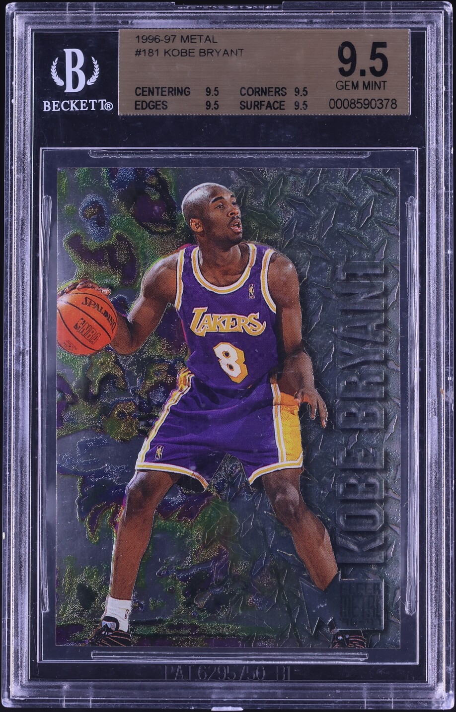 1996 Metal Basketball Kobe Bryant ROOKIE #181 BGS 9.5 GEM MINT