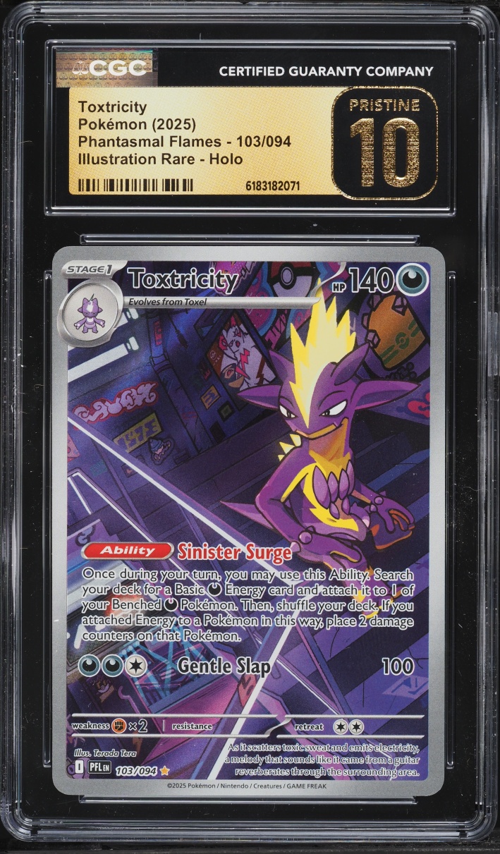 2025 #103 Toxtricity CGC 10 Pokemon Mega Evolution Phantasmal Flames Ir