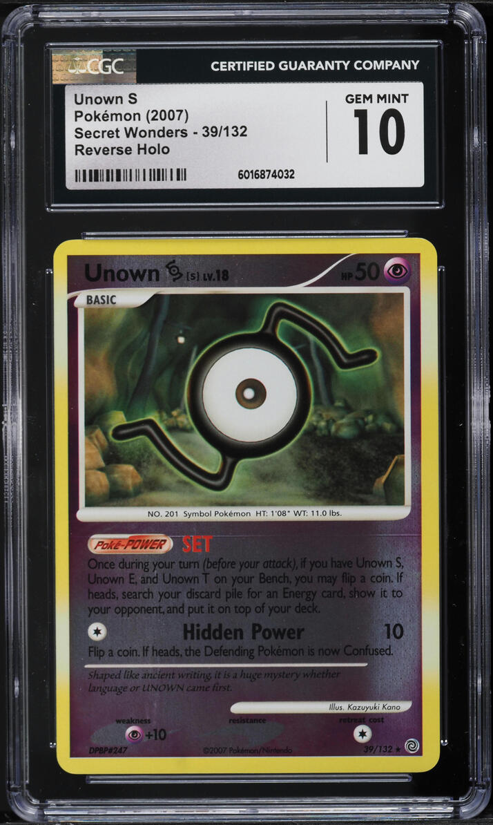 2007 Pokemon Diamond & Pearl Secret Wonders Reverse Holo Unown S #39 CGC 10 GEM - Main Image