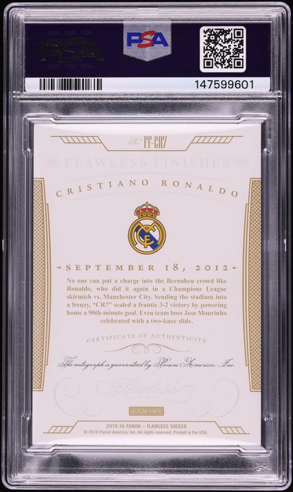 2015 Panini Flawless Finishes Black Cristiano Ronaldo AUTO DNA 10 1/1 #FF-CR7 PSA 7 NRMT