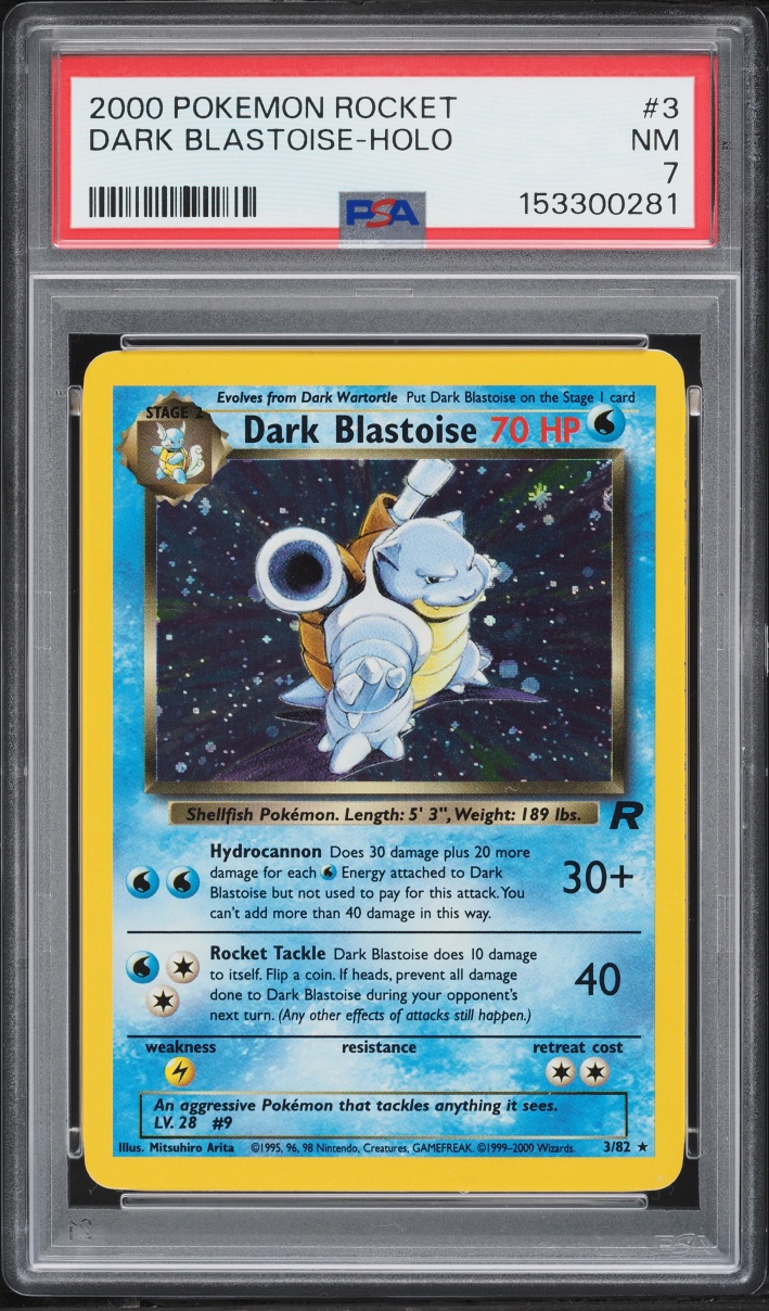 2000 Pokemon Team Rocket Holo Dark Blastoise #3 PSA 7 NRMT