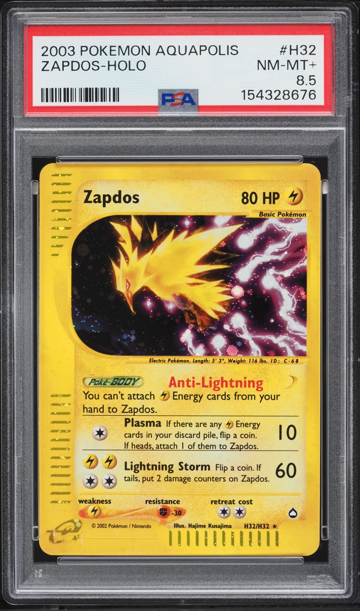 2003 Pokemon Aquapolis Holo Zapdos #H32 PSA 8.5 NM-MT+
