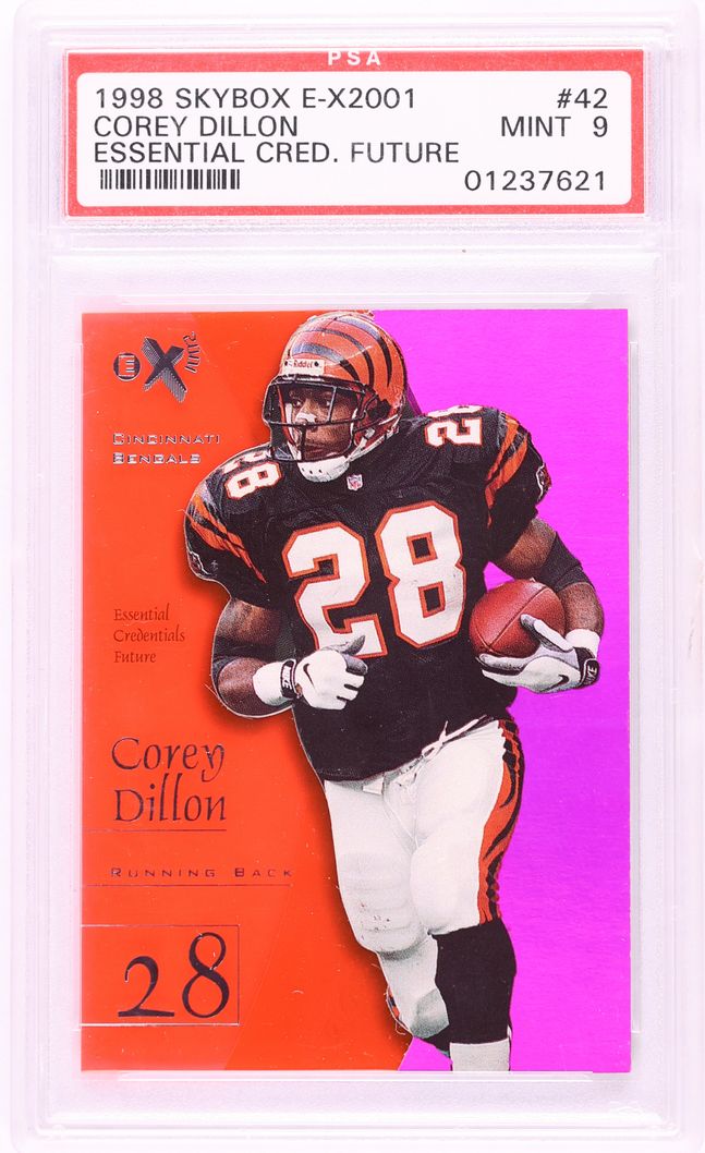 1998 Skybox E-X 2001 Essential Credentials Future Corey Dillon /19 #42 PSA 9 MINT
