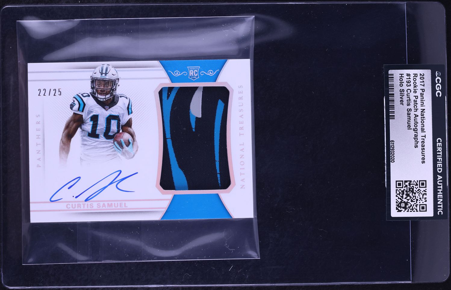 2017 National Treasures Holo Silver Curtis Samuel ROOKIE PATCH AUTO /25 #193 CGC AUTH