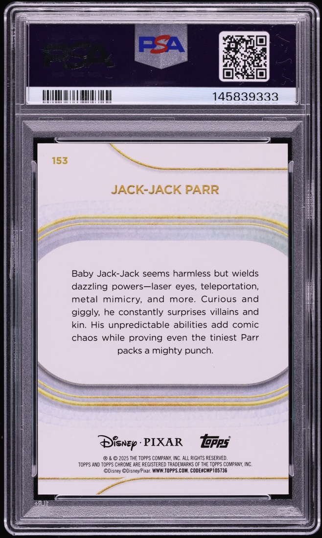 2025 Topps Chrome Disney Black Wave Jack-Jack Parr /10 #153 PSA 10 GEM MINT - Photo 2