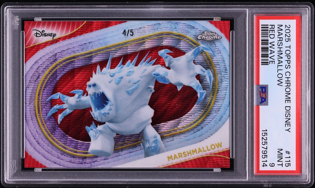 2025 Topps Chrome Disney Red Wave Marshmallow /5 #115 PSA 9 MINT