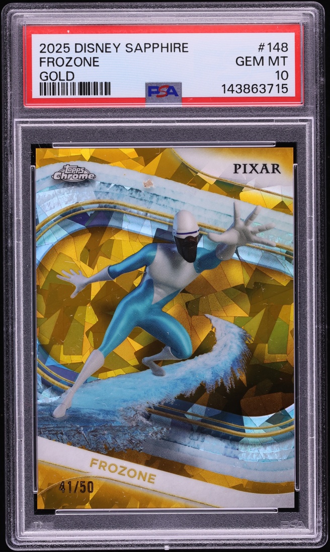 2025 Topps Chrome Disney Sapphire Edition Gold Frozone /50 #148 PSA 10 GEM MINT