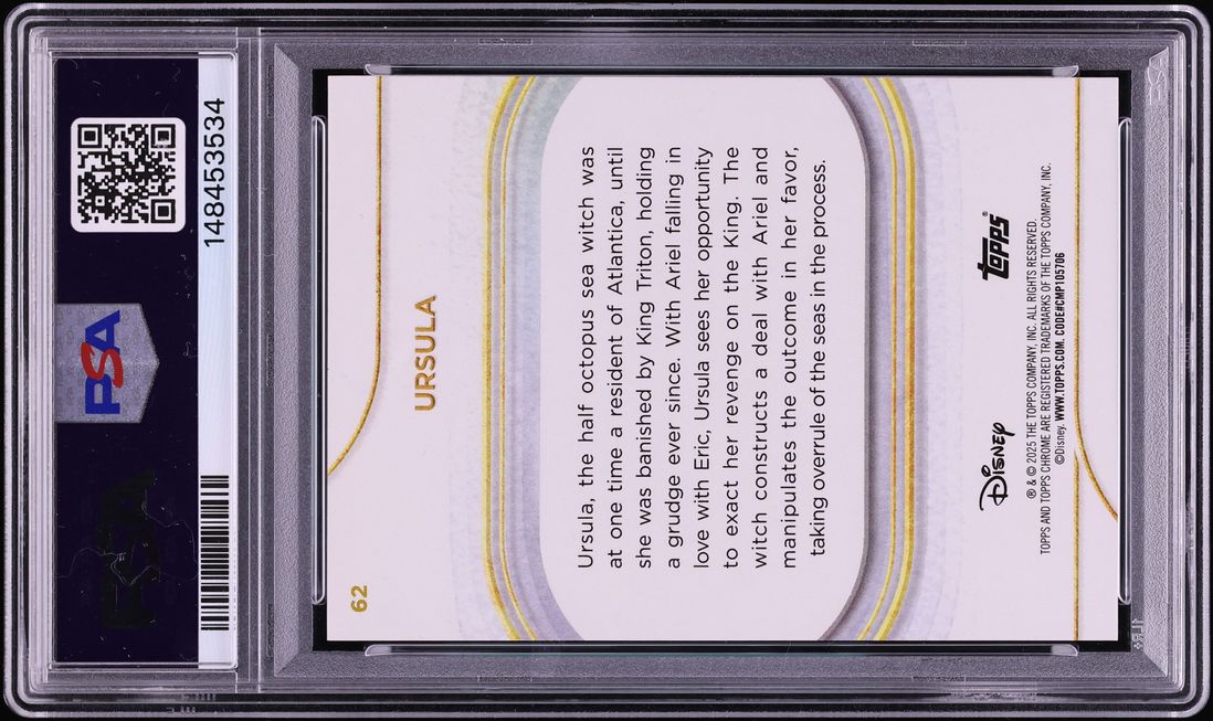 2025 Topps Chrome Disney Red Wave Ursula /5 #62 PSA 9 MINT - Photo 2