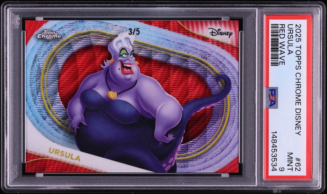 2025 Topps Chrome Disney Red Wave Ursula /5 #62 PSA 9 MINT