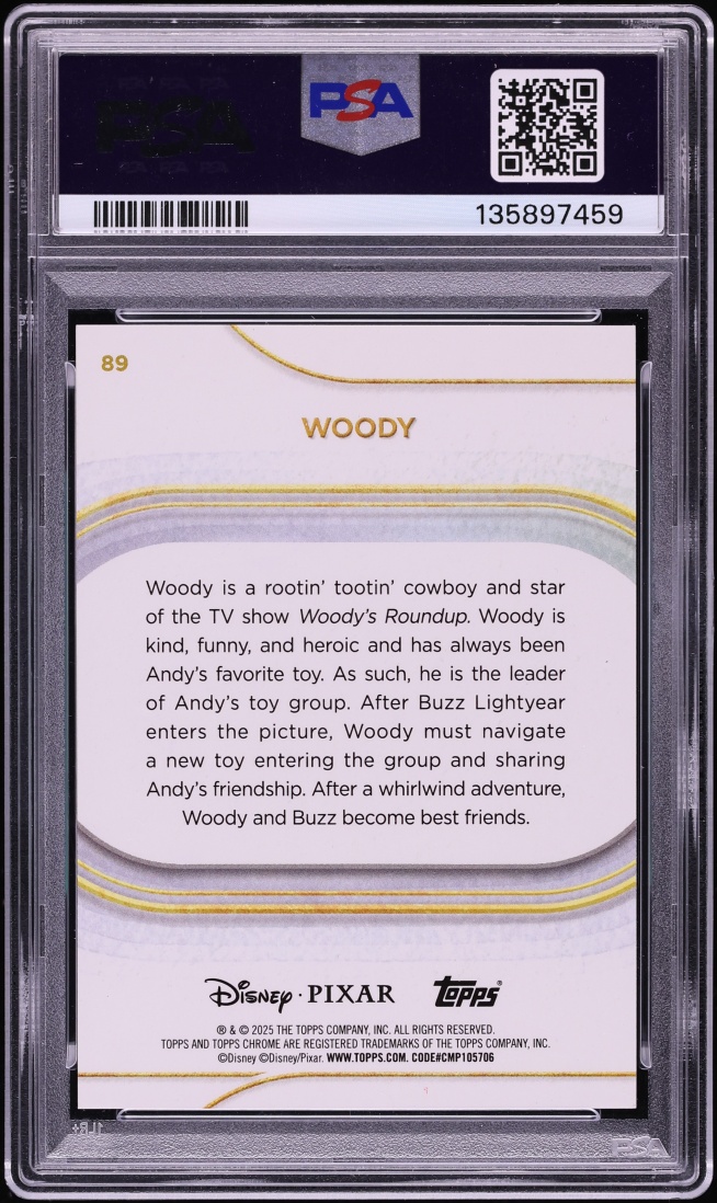2025 Topps Chrome Disney Gold Refractor Woody /50 #89 PSA 10 GEM MINT - Photo 2
