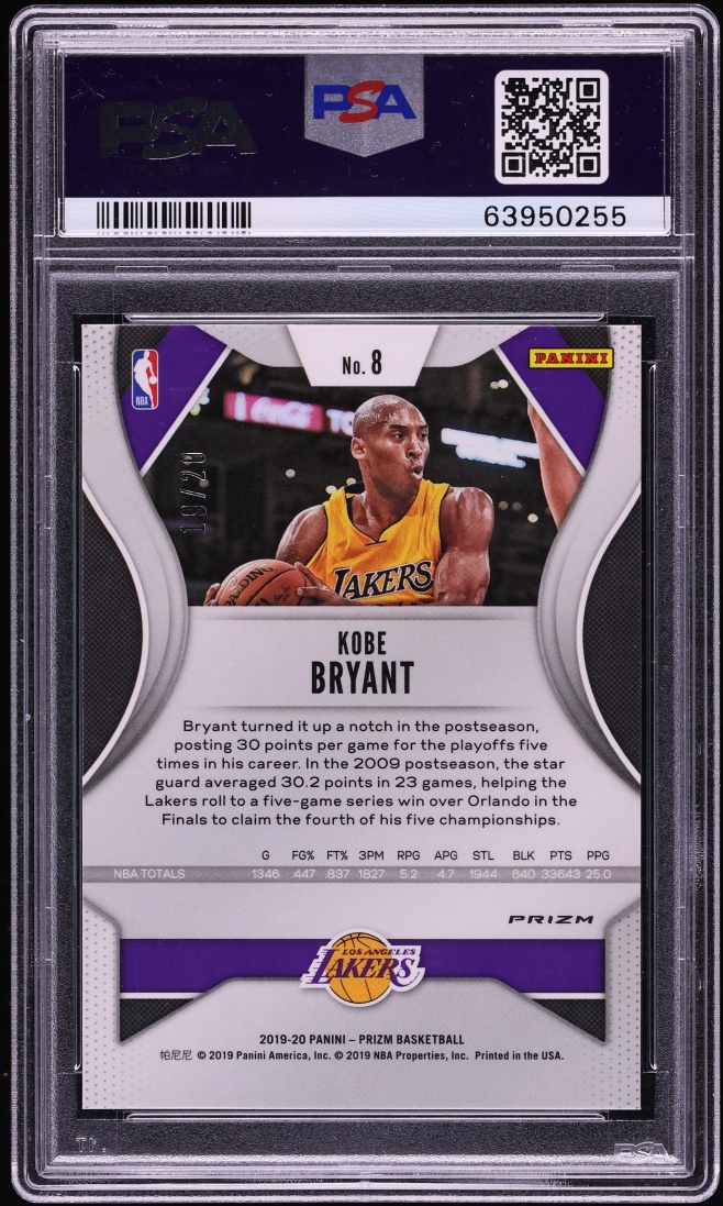 2019 Panini Prizm Fast Break Bronze Kobe Bryant /20 #8 PSA 9 MINT - Photo 2