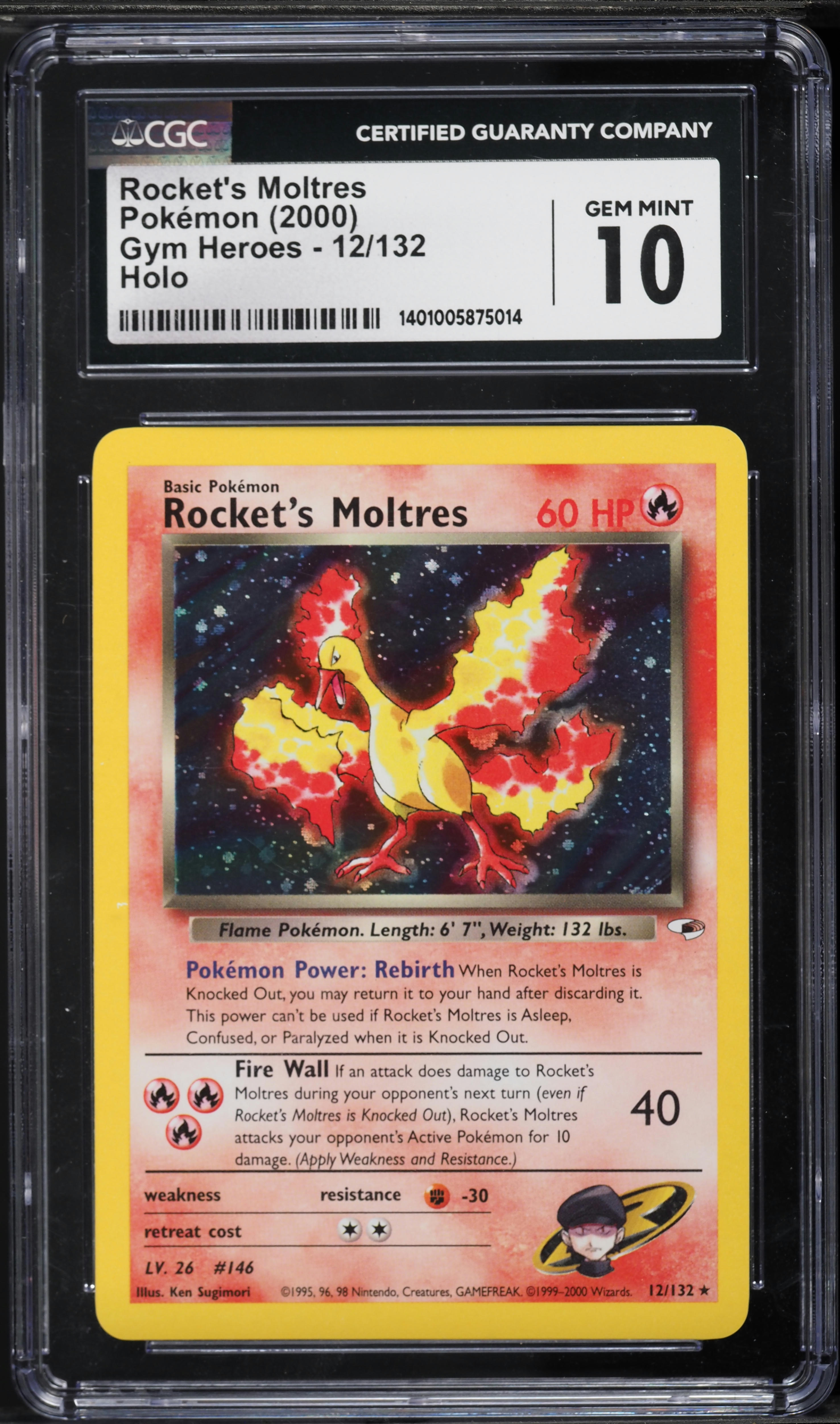 2000 Pokemon Gym Heroes Holo Rocket's Moltres #12 CGC 10 GEM MINT