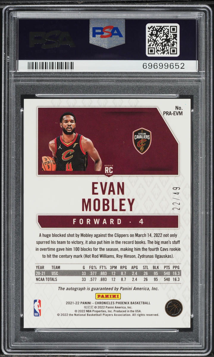 その他 Evan Mobley RC Auto panini Evan Mobley Autographed 2021-22 Panini Revolution Rookie