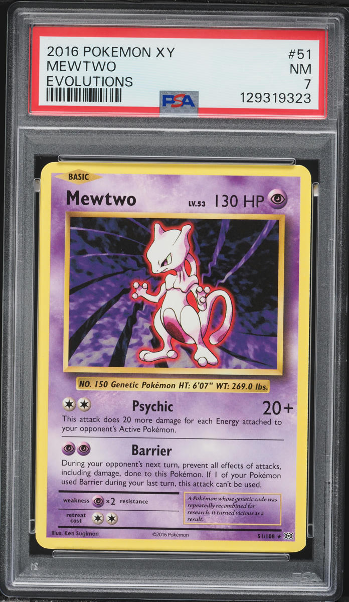 2016 Pokemon XY Evolutions Mewtwo #51 PSA 7 NRMT