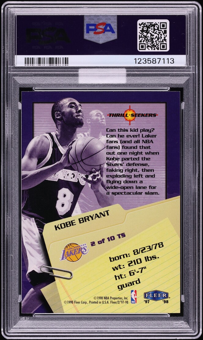 1997 Fleer Thrill Seekers Kobe Bryant #2 MBA PSA 10 GEM MINT