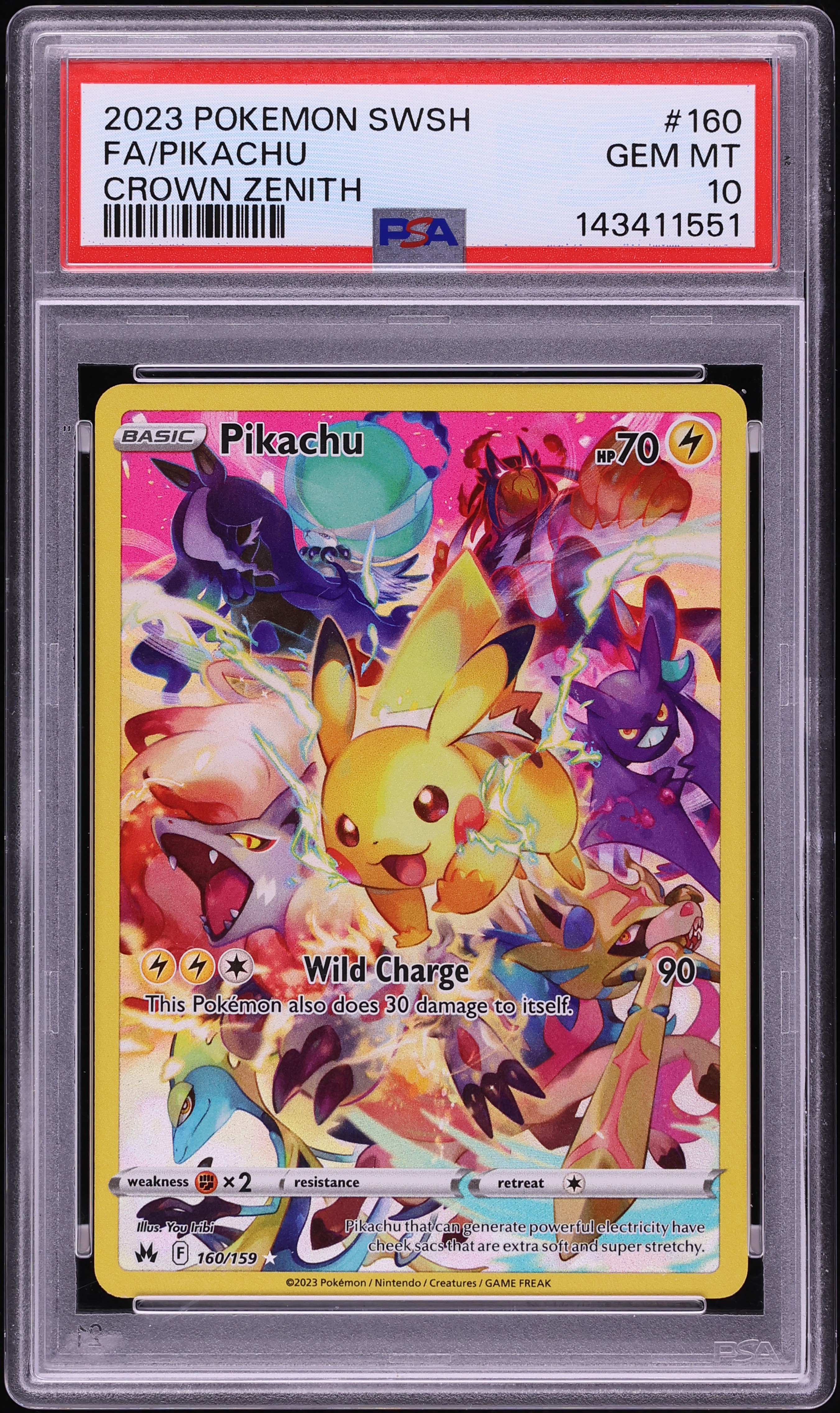 2023 Pokemon Sword & Shield Crown Zenith SEC Pikachu #160 PSA 10 GEM MINT