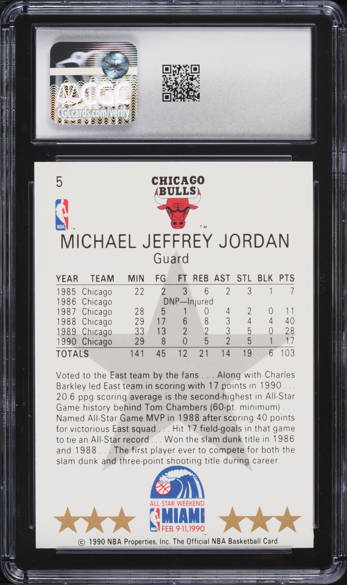 1990 Hoops All-Star Michael Jordan #5 CGC 9 MINT