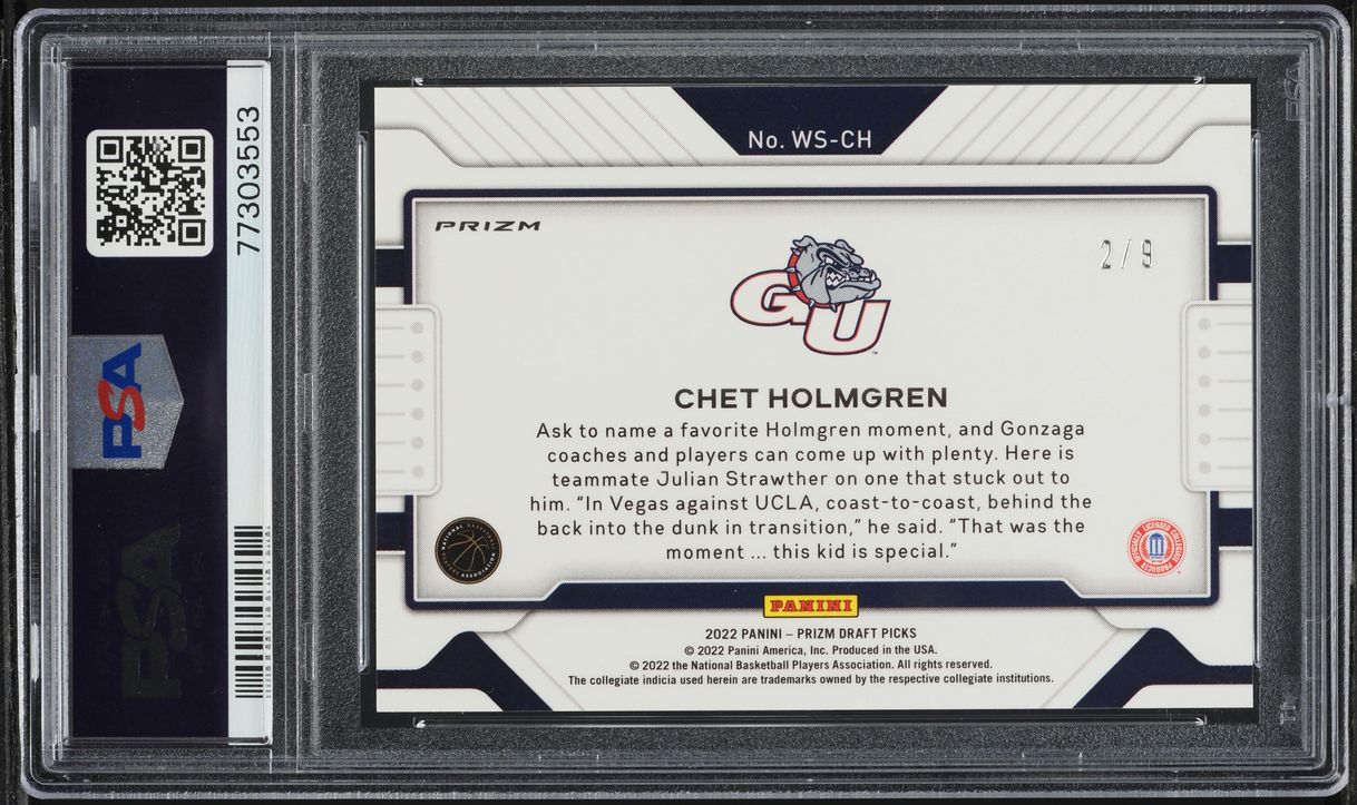 2022 Panini Prizm Draft Widescreen Red Shimmer Chet Holmgren ROOKIE /9 PSA 10