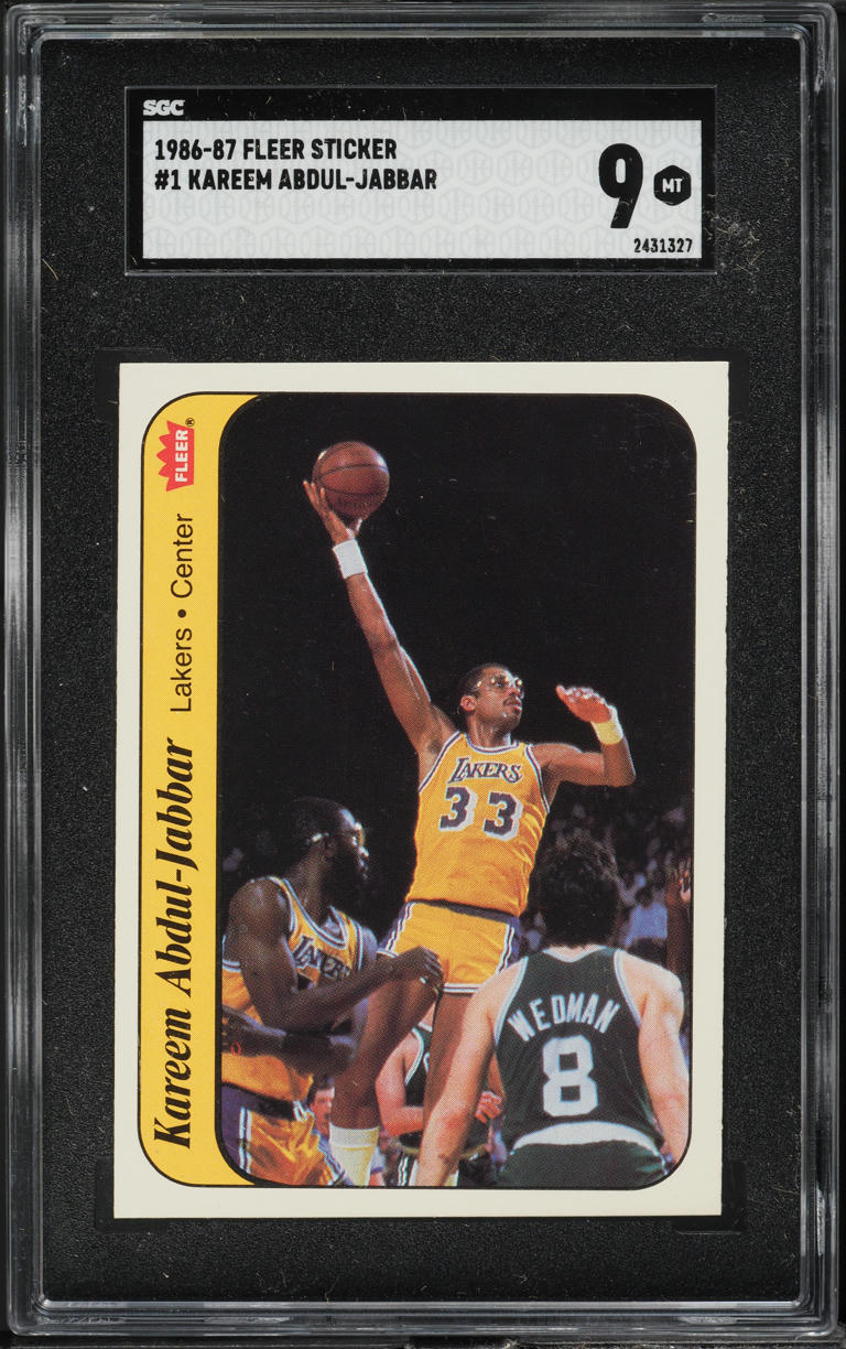 1986 Fleer Sticker Kareem Abdul-Jabbar #1 SGC 9 MINT
