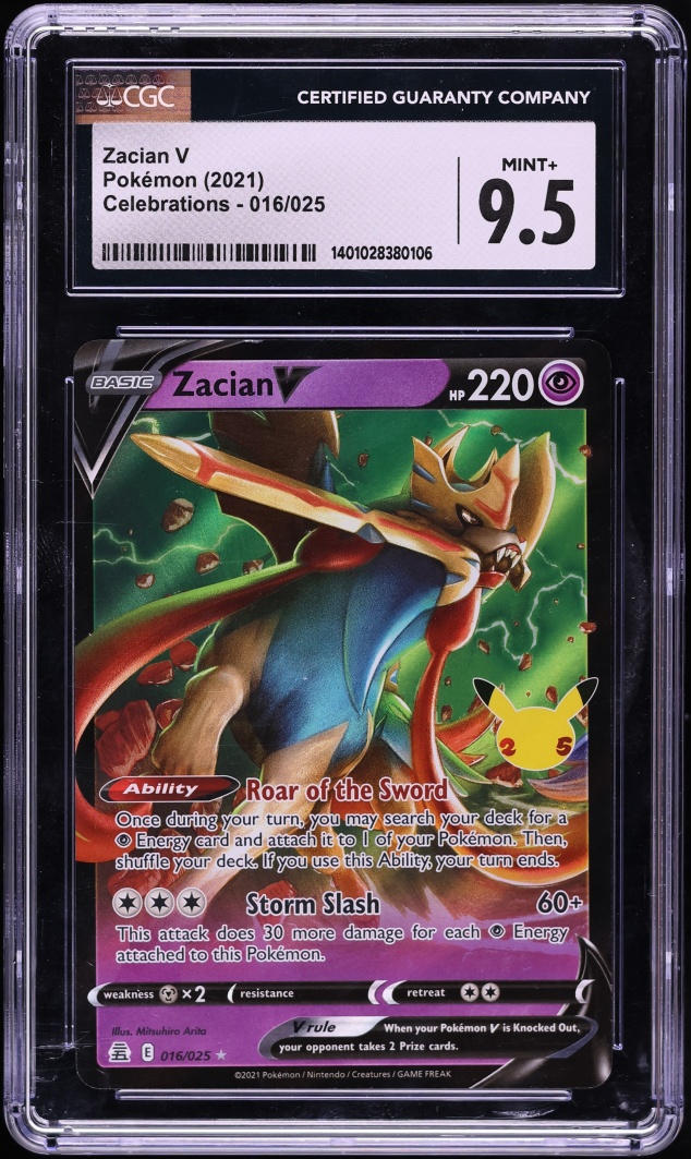 2021 Pokemon Sword & Shield Celebrations Zacian V #16 CGC 9.5 MINT+