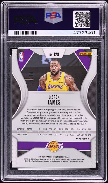 2019 Panini Prizm Gold LeBron James /10 #129 PSA 10 GEM MINT - Photo 2