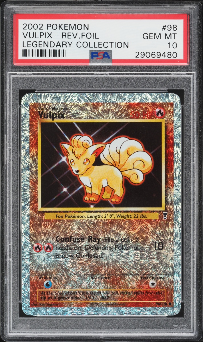 2002 Pokemon Legendary Collection Reverse Holo Vulpix #98 PSA 10 GEM MINT