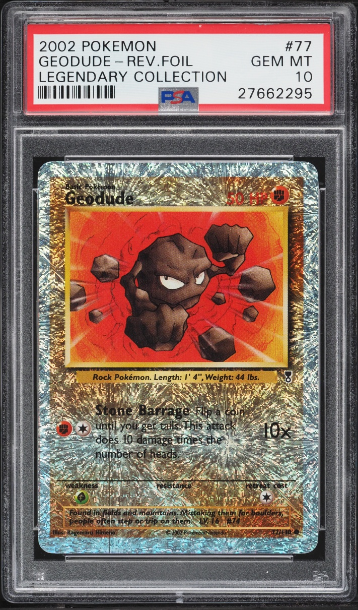 2002 Pokemon Legendary Collection Reverse Holo Geodude #77 PSA 10 GEM MINT