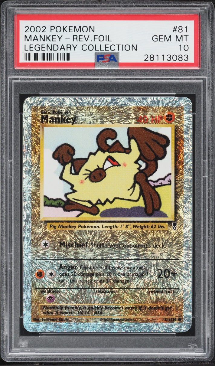 2002 Pokemon Legendary Collection Reverse Holo Mankey #81 PSA 10 GEM MINT