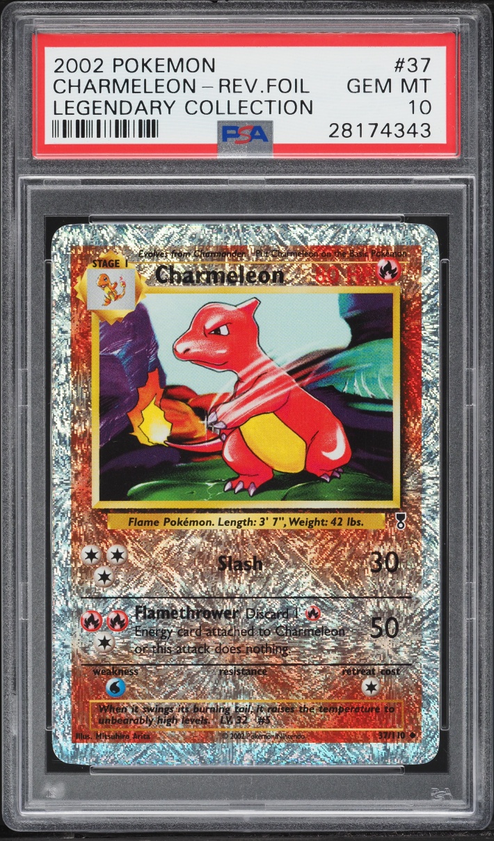 2002 Pokemon Legendary Collection Reverse Holo Charmeleon #37 PSA 10 GEM MINT