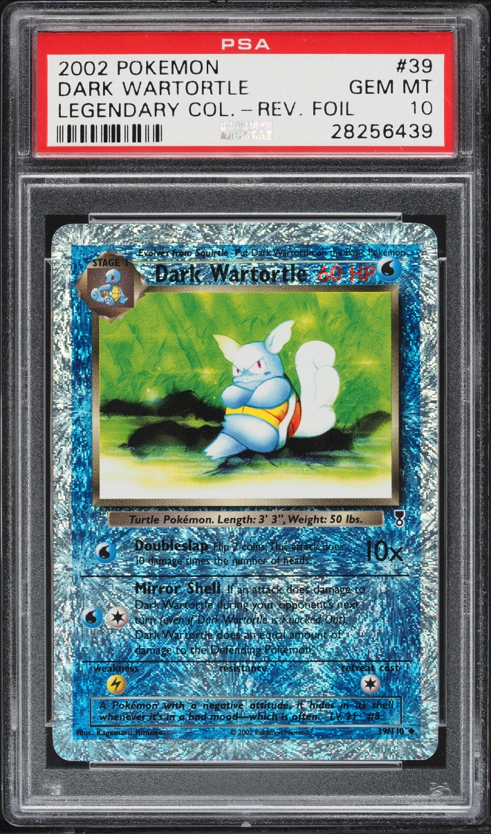 2002 Pokemon Legendary Collection Reverse Holo Dark Wartortle #39 PSA 10 GEM MINT