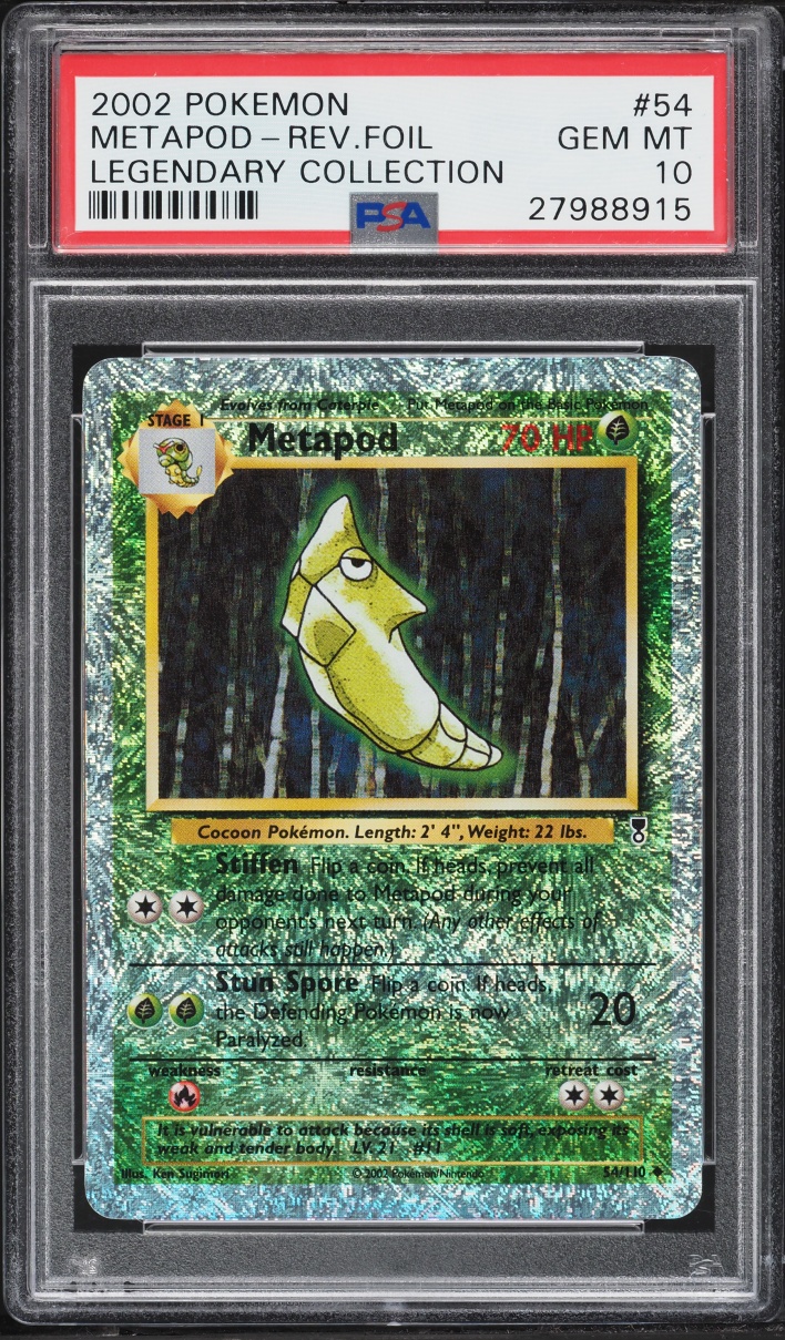2002 Pokemon Legendary Collection Reverse Holo Metapod #54 PSA 10 GEM MINT
