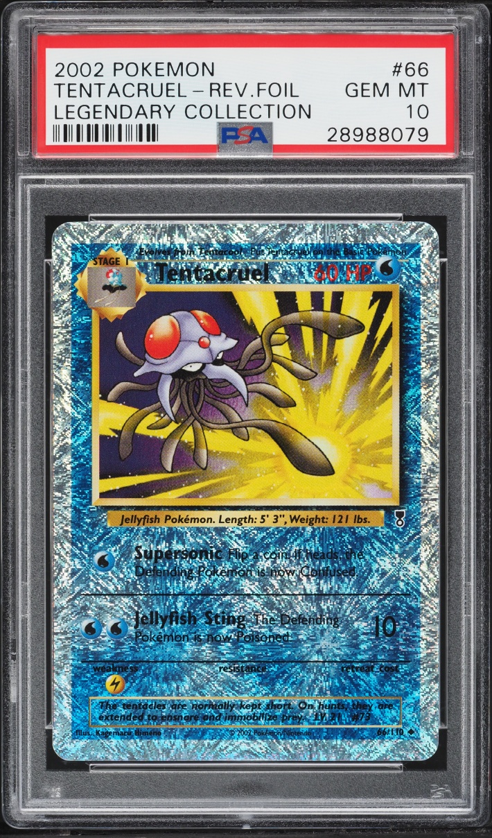 2002 Pokemon Legendary Collection Reverse Holo Tentacruel #66 PSA 10 GEM MINT