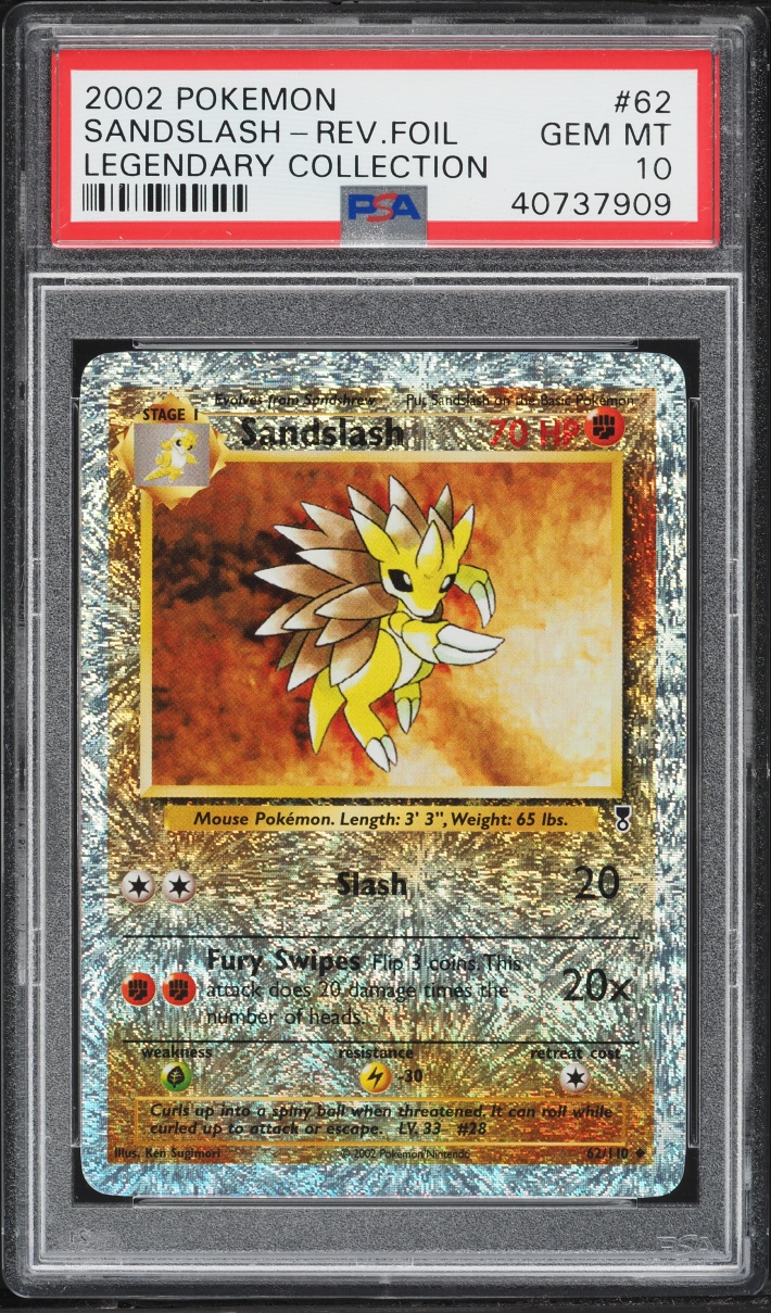 2002 Pokemon  Legendary Collection Reverse Holo Sandslash #62 PSA 10 GEM MINT