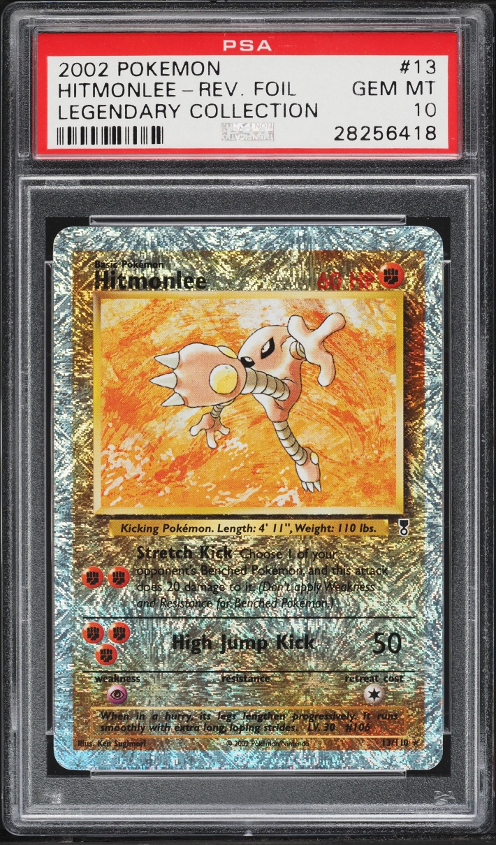 2002 Pokemon Legendary Collection Reverse Holo Hitmonlee #13 PSA 10 GEM MINT