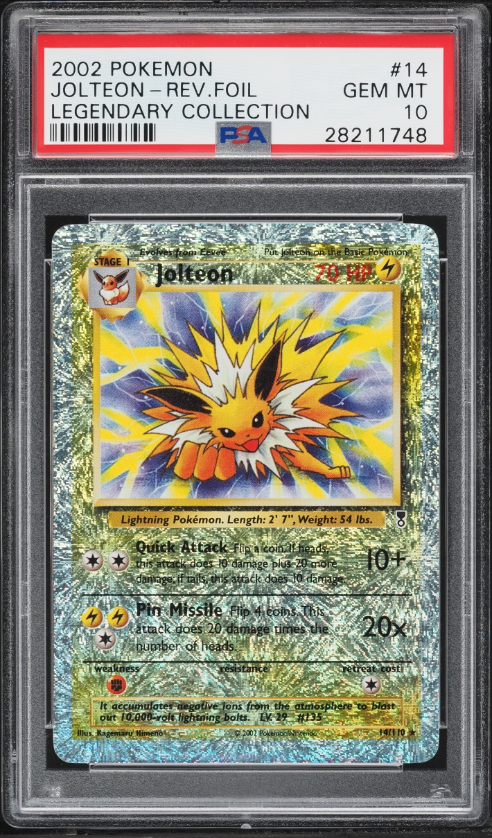 2002 Pokemon Legendary Collection Reverse Holo Jolteon #14 PSA 10 GEM MINT