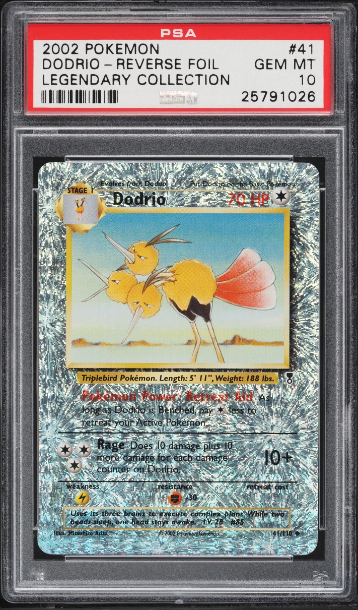 2002 Pokemon Legendary Collection Reverse Holo Dodrio #41 PSA 10 GEM MINT