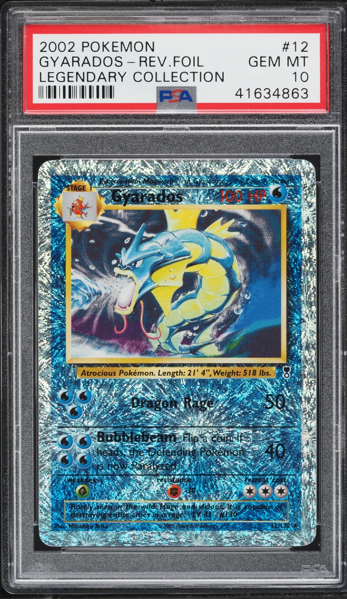 2002 Pokemon Legendary Collection Reverse Holo Gyarados #12 PSA 10 GEM MINT