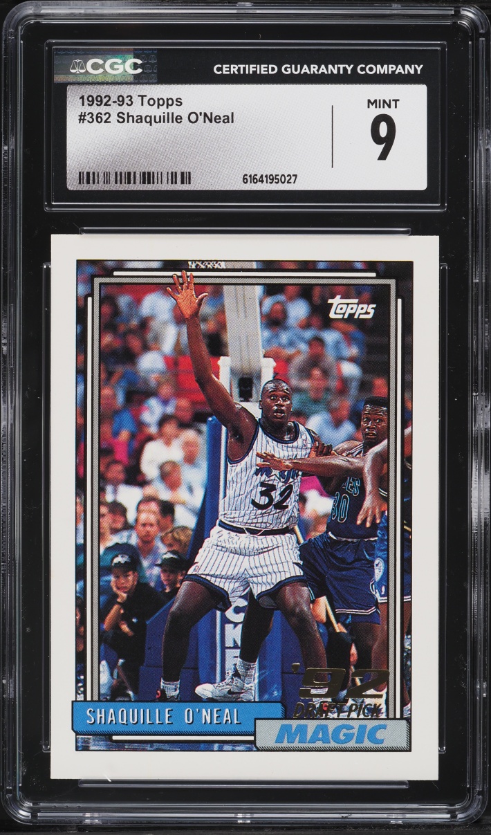 1992 Topps Basketball Shaquille O'Neal ROOKIE #362 CGC 9 MINT
