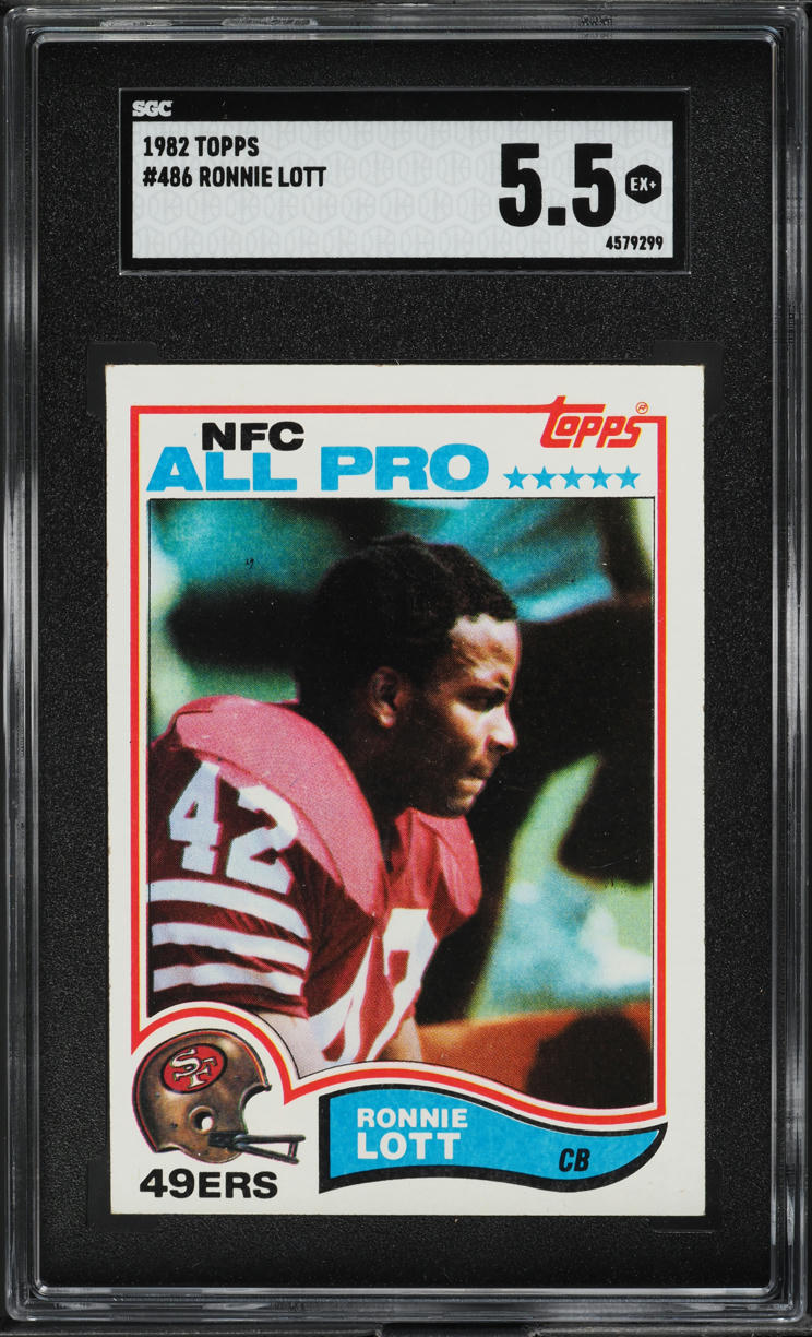 1982 Topps Football Ronnie Lott ROOKIE, ALL-PRO #486 SGC 5.5 EX+