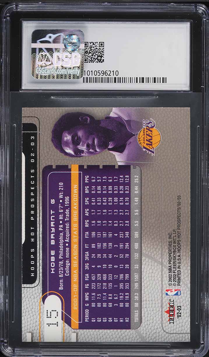 2002 Hoops Hot Prospects Kobe Bryant #15 CSG 8.5 NM-MT+