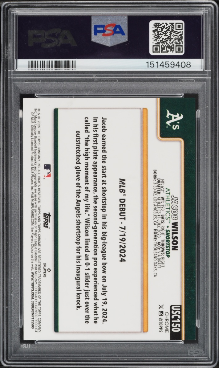 2025 Topps Chrome Update Red Geometric Jacob Wilson ROOKIE /5 #150 PSA 10 GEM MINT