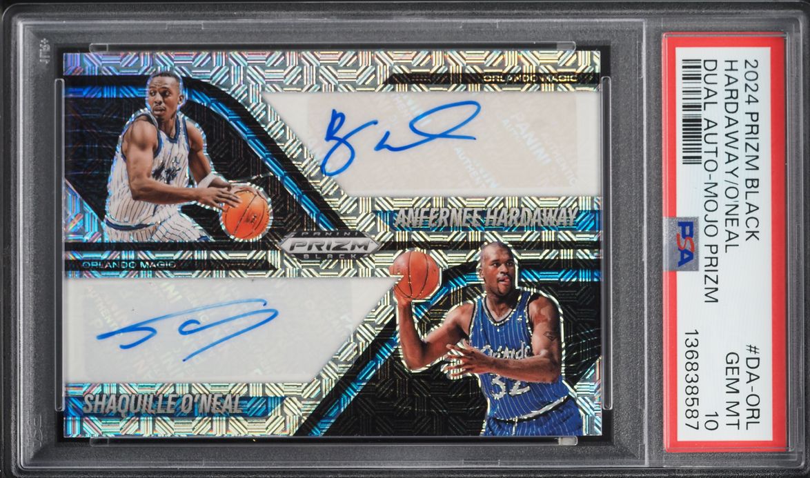 2024 Panini Prizm Black Dual Mojo Anfernee Hardaway Shaquille O'Neal AUTO /25 #DA-ORL PSA 10