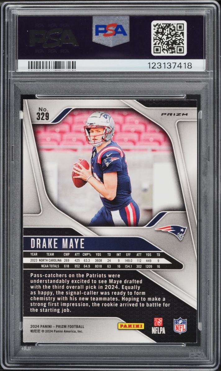 2024 Panini Prizm Silver Drake Maye ROOKIE #329 PSA 10 GEM MINT