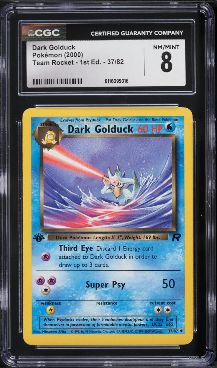 2000 Pokemon Team Rocket 1st Edition Dark Golduck #37 CGC 8 NM-MT