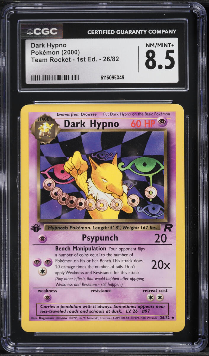 2000 Pokemon Team Rocket 1st Edition Dark Hypno #26 CGC 8.5 NM-MT+