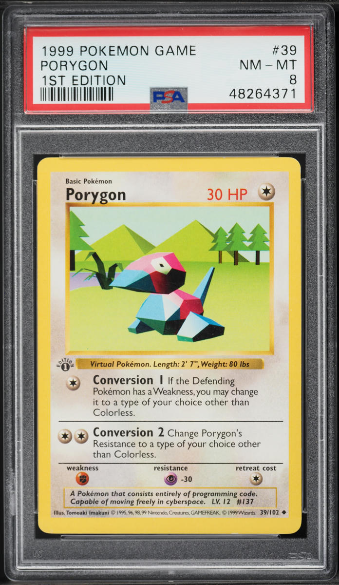 1999 Pokemon Base Set Shadowless 1st Edition Porygon #39 PSA 8 NM-MT