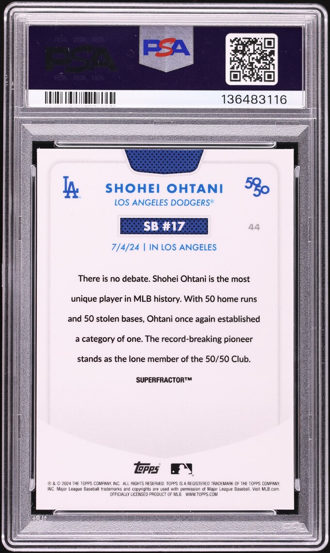 2024 Topps Chrome 50/50 Superfractor Shohei Ohtani 1/1 #44 PSA AUTH