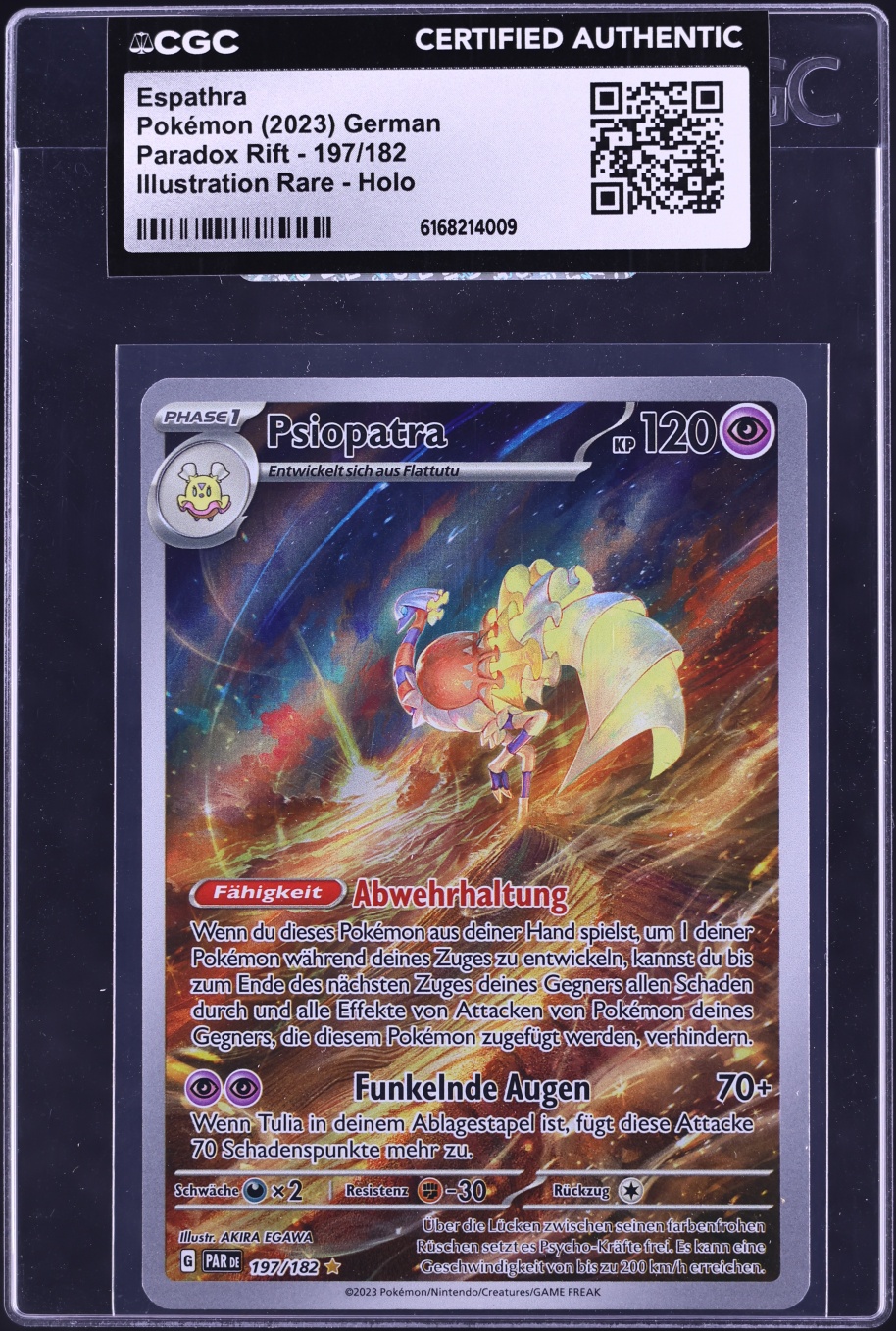 2023 Pokemon German Scarlet & Violet Paradox Rift IR Espathra #197 CGC AUTH