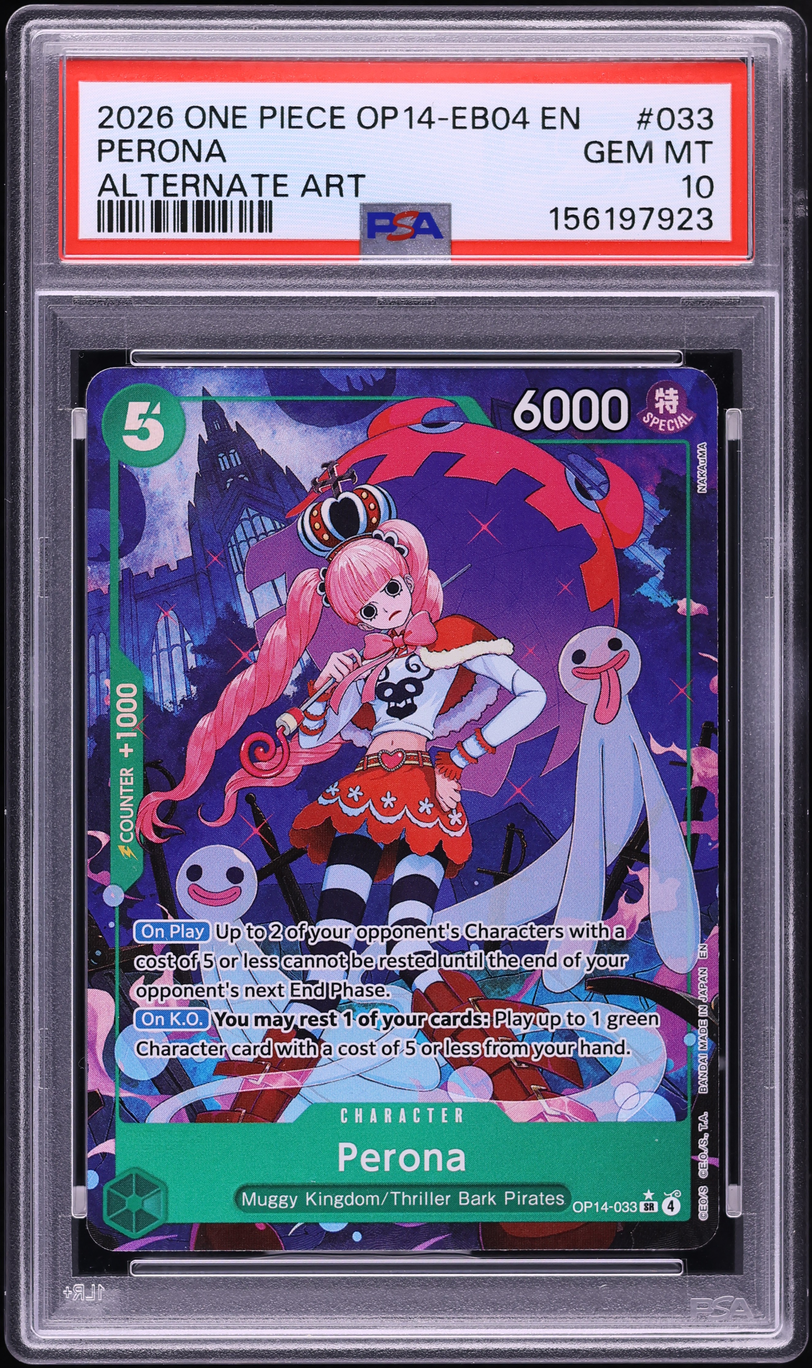 2026 One Piece The Azure Sea's Seven Alt Art Perona #OP14-033 PSA 10 GEM MINT