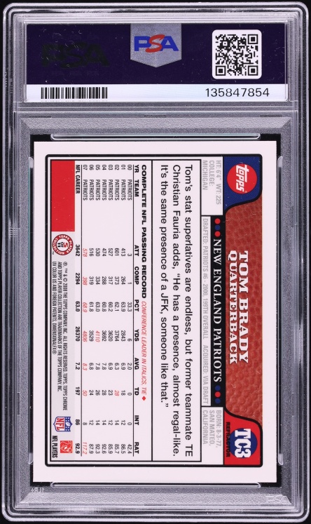2008 Topps Chrome Refractor Tom Brady #TC3 PSA 10 GEM MINT
